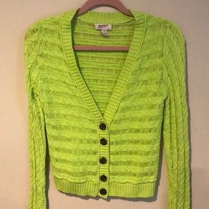 Neon green sweater/cardigan